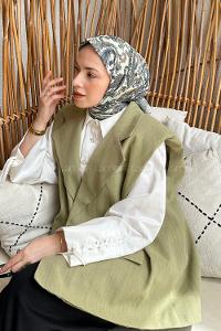 Lamelif Retro Desen Soft Eşarp Çağla Yeşili