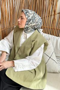 Lamelif Retro Desen Soft Eşarp Çağla Yeşili