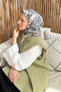 Lamelif Retro Desen Soft Eşarp Taş
