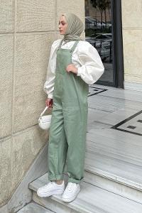 Lamelif Cep Detaylı Salopet Çağla Yeşili