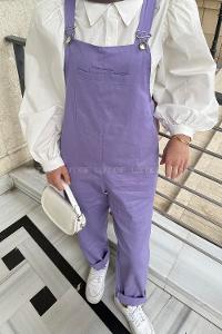 Lamelif Cep Detaylı Salopet Lila