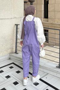 Lamelif Cep Detaylı Salopet Lila