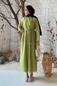 Pistachio Green Shirt Collar Cotton Lycra Dresess