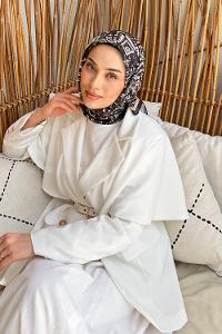 Lamelif Retro Desen Soft Eşarp Acı Kahve