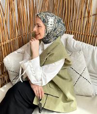 Lamelif Retro Desen Soft Eşarp Çağla Yeşili