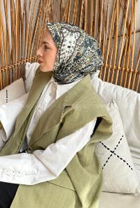 Lamelif Retro Desen Soft Eşarp Çağla Yeşili