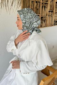 Lamelif Retro Desen Soft Eşarp Çağla Yeşili