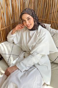 Lamelif Retro Desen Soft Eşarp Koyu Yeşil