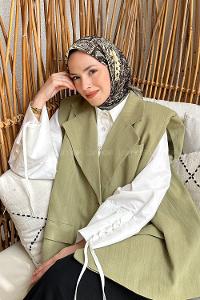 Lamelif Retro Desen Soft Eşarp Mint Yeşili