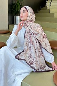 Lamelif Çicek Desen Soft Şal Bej