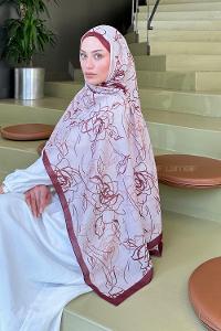 Lamelif Çicek Desen Soft Şal Kiremit