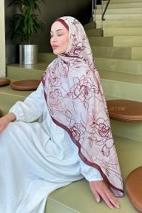 Lamelif Çicek Desen Soft Şal Kiremit