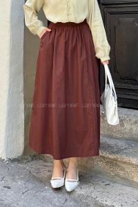 Lamelif Kloş Tesettür Etek Acı Kahve