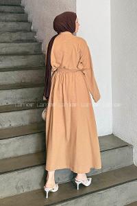 Cream Shirt Collar Long Arm Linen Flare Suit