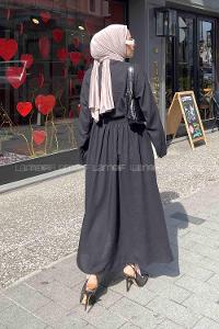 Lamelif Pera Keten Etekli Takım Siyah