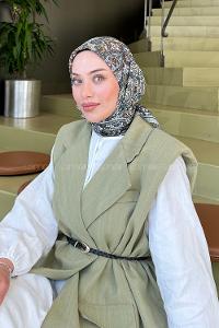 Lamelif Retro Desen Soft Eşarp Çağla Yeşili