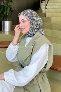 Lamelif Retro Desen Soft Eşarp Çağla Yeşili