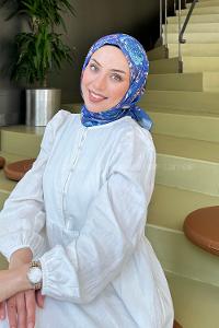 Lamelif Çiçek Desen Modal Eşarp İndigo