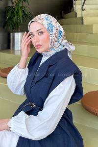 Lamelif Çiçek Desen Modal Eşarp Taş