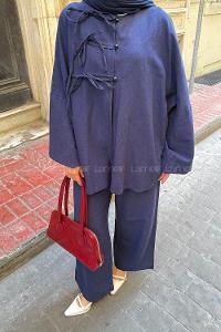 Lamelif Keten İkili Takım Lacivert