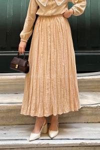 Lamelif Poplin Kraşlı Tesettür Etek Bej