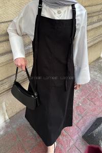 Lamelif Askılı Elbise Siyah