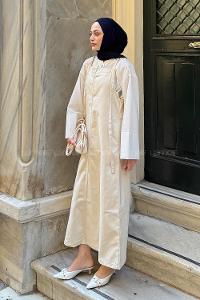 Lamelif Askılı Elbise Taş Rengi