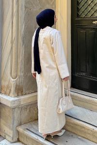 Lamelif Askılı Elbise Taş Rengi