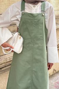 Lamelif Ön Cep Detaylı Salopet Çağla Yeşili