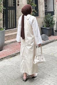 Lamelif Ön Cep Detaylı Salopet Taş Rengi