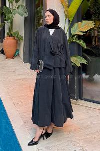 Lamelif Gül Detaylı Modal Takım Siyah