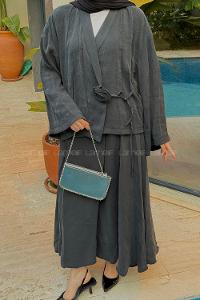 Lamelif Gül Detaylı Modal Takım Siyah