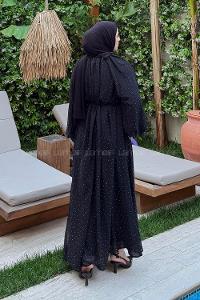 Lamelif Şifon Tesettür Elbise Siyah