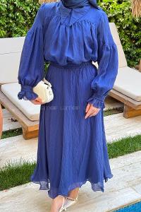 Lamelif Tesettür Şifon Takım Lacivert