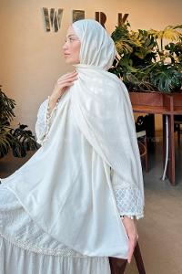 Lamelif Comfort Pamuk Şal Ekru