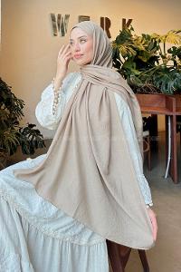 Lamelif Comfort Pamuk Şal Koyu Vizon