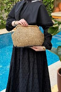 Lamelif Hasır Clutch Çanta Kadın