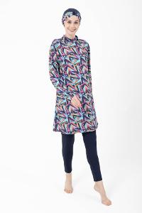 Lamelif Haşama Tesettür Mayo Hijap Mavi