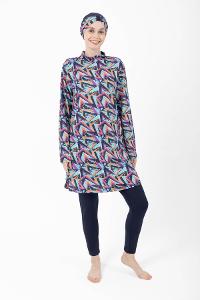 Lamelif Haşama Tesettür Mayo Hijap Mavi