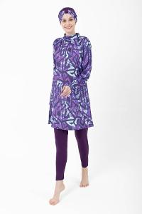 Lamelif Haşama Tesettür Mayo Hijap Mor