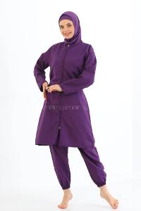 Lamelif Haşama Tesettür Mayo Hijap Mor