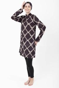 Lamelif Haşama Tesettür Mayo Hijap Siyah