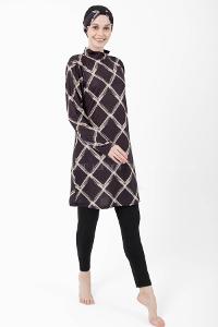 Lamelif Haşama Tesettür Mayo Hijap Siyah