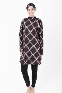 Lamelif Haşama Tesettür Mayo Hijap Siyah