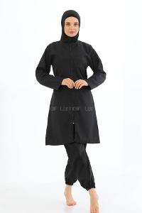 Lamelif Haşama Tesettür Mayo Hijap Siyah