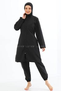 Lamelif Haşama Tesettür Mayo Hijap Siyah