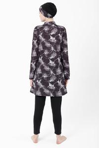 Lamelif Haşama Tesettür Mayo Hijap Siyah - Beyaz