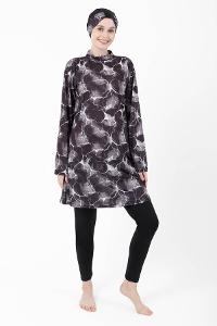 Lamelif Haşama Tesettür Mayo Hijap Siyah - Beyaz