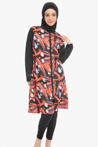 Lamelif Haşama Tesettür Mayo Hijap Turuncu