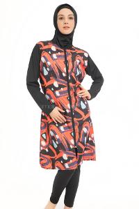 Lamelif Haşama Tesettür Mayo Hijap Turuncu